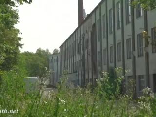 Jeny Smith without panties in abandoned factory. Real enticing advanture