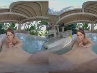 VR BANGERS Naked Charly Summer Sucking member In Jacuzzi - Outdoor POV dirty film VR sex clip